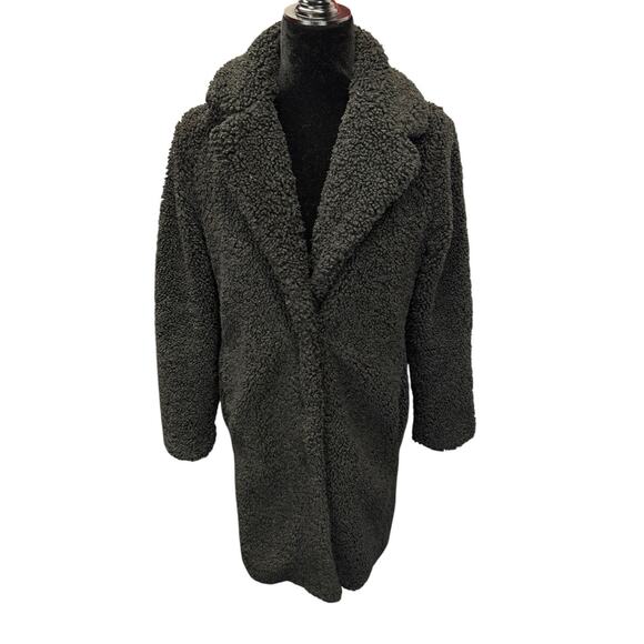J.Crew Teddy Sherpa Coat Black Longline Button Front Size Small Women’s - Picture 4 of 10